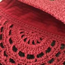 Load image into Gallery viewer, handmade red crochet clutch detail