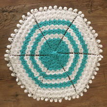Load image into Gallery viewer, Blue and white round exfoliating bath cloth 