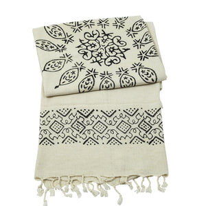 Handprinted Linen Mix Towels