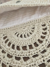Load image into Gallery viewer, handmade crochet clutch white detail