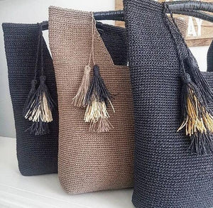 black blue coffee bag with tassel