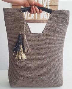 crochet tote creamy brown minx