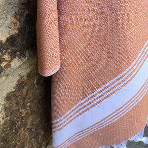 honeycomb turkish towel light orange detail