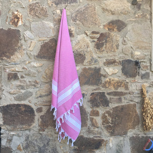 honeycomb turkish towel pink